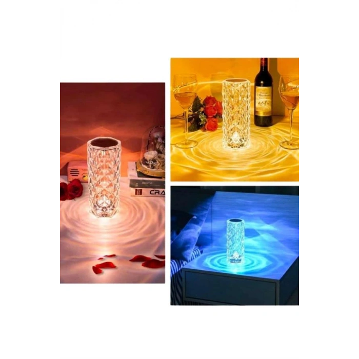 VipMarketim Masa ve Gece Lambası Şık ve Dayanıklı Sensörlü Şarjlı Kristal Lamba