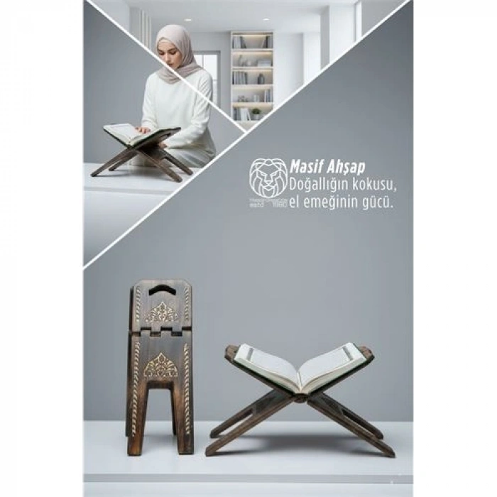 VipMarketim Masif Ahşap El Oyması Lüks Rahle - Selçuklu Motifli 722873