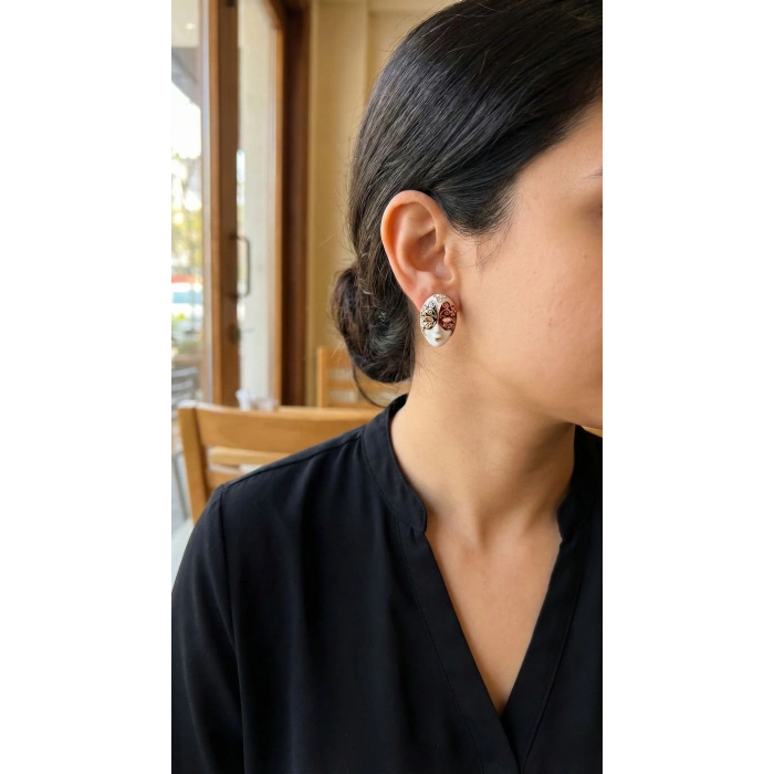 VipMarketim Maske Model Pirinç Kadın Küpe 5886