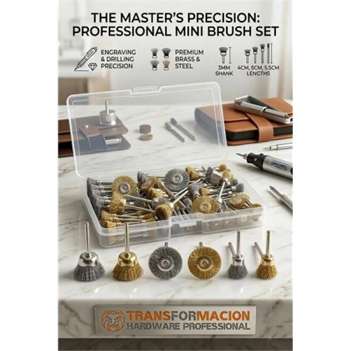 VipMarketim Masterworks 60 Parça Gravür Tel Fırça Seti | 3mm Şaft Pirinç & Çelik 723012