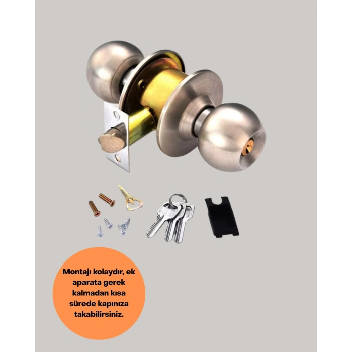 VipMarketim Mat Renk Topuzlu Kapı Kilidi – Giriş Tipi