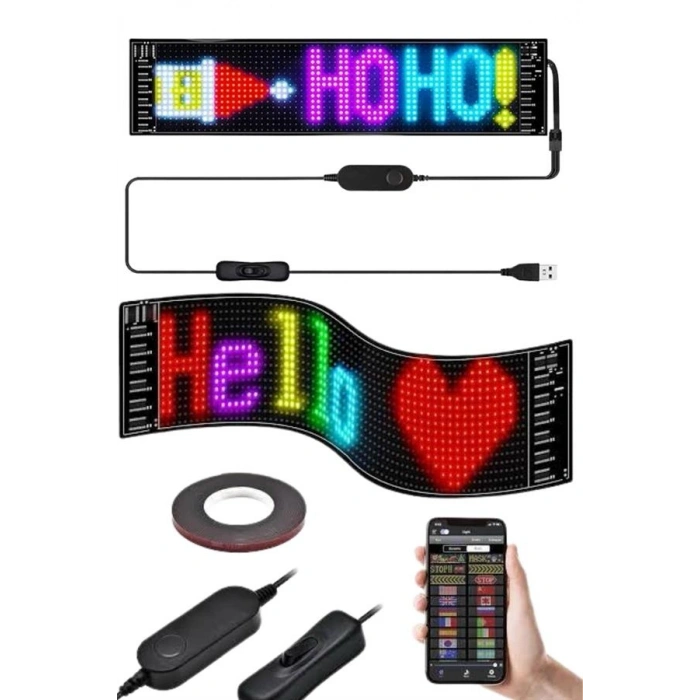 VipMarketim Matrix Led Cama Yapışan Telefon Kontrollü Panel Dijital Ekran Kumandalı