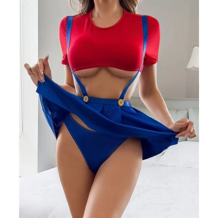 VipMarketim Mavi Kırmızı Fantezi Etekli Takım