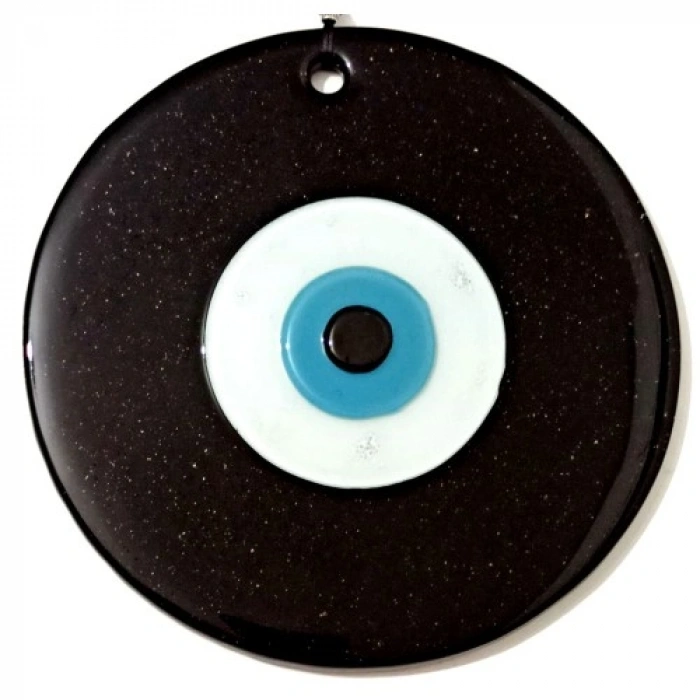 VipMarketim Mavi Nazar Boncuklu 16 Santimetre El Yapımı Siyah Duvar Süsü Nazarlık