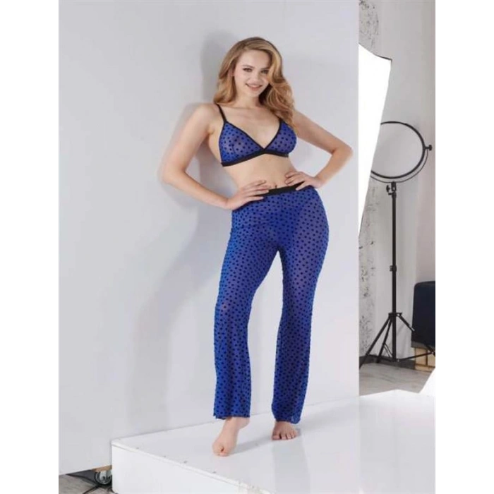 VipMarketim  Mavi Transparan Fantezi Sütyen Pijama Takımı