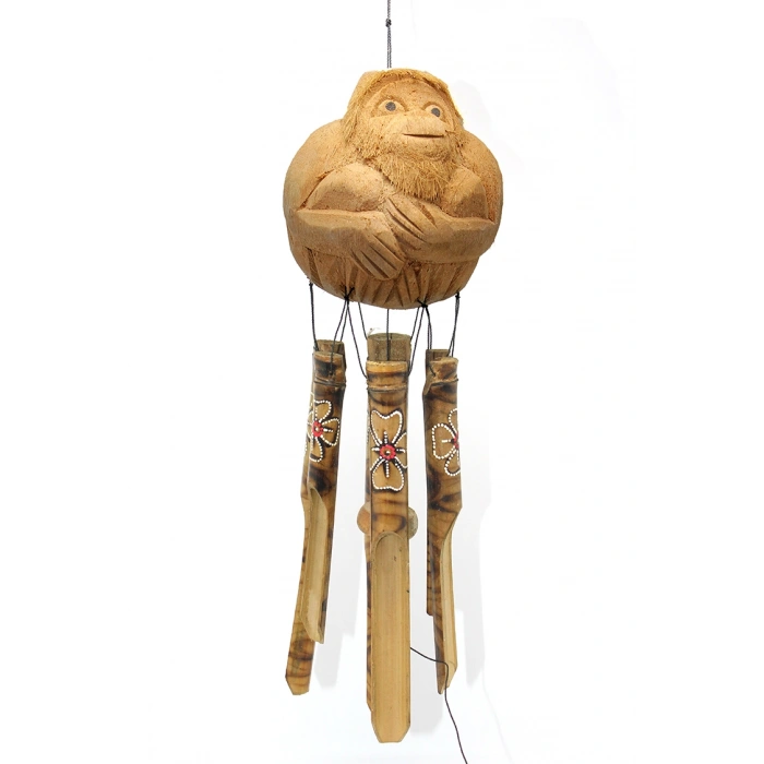 VipMarketim Maymunlu Bambu Rüzgar Çanı