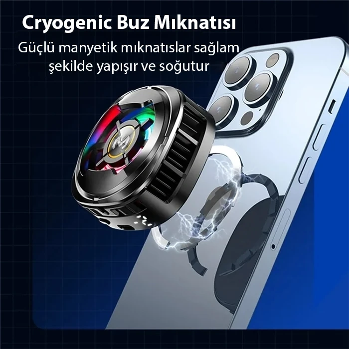 VipMarketim MEMO CX06 iOS Android Soğutucu 15W Manyetik + Arka Klips 2si 1 Arada Yarı İletken Soğutma Fanı Radyatörü-(5775)
