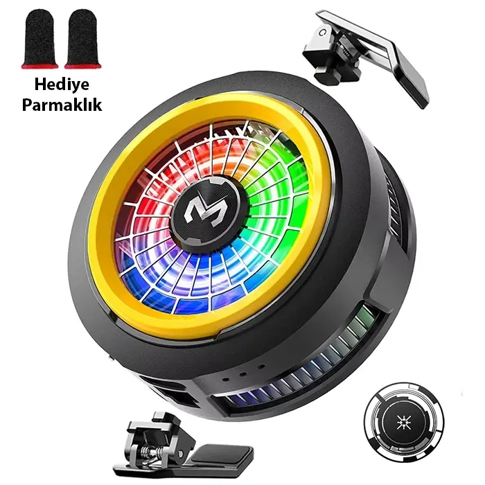 VipMarketim Memo CX20 iOS Android Soğutucu 20W Manyetik RGB Telefon Soğutucu –Anında Hızlı SoğutmaSessiz Fan Soğutma-(5775)