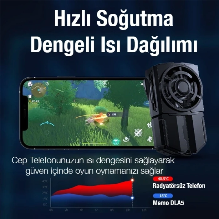 VipMarketim MEMO DL-A5 Cep Telefonu Soğutma Fanı Gamer Oyuncu Radyatör Soğutucu-(5775)