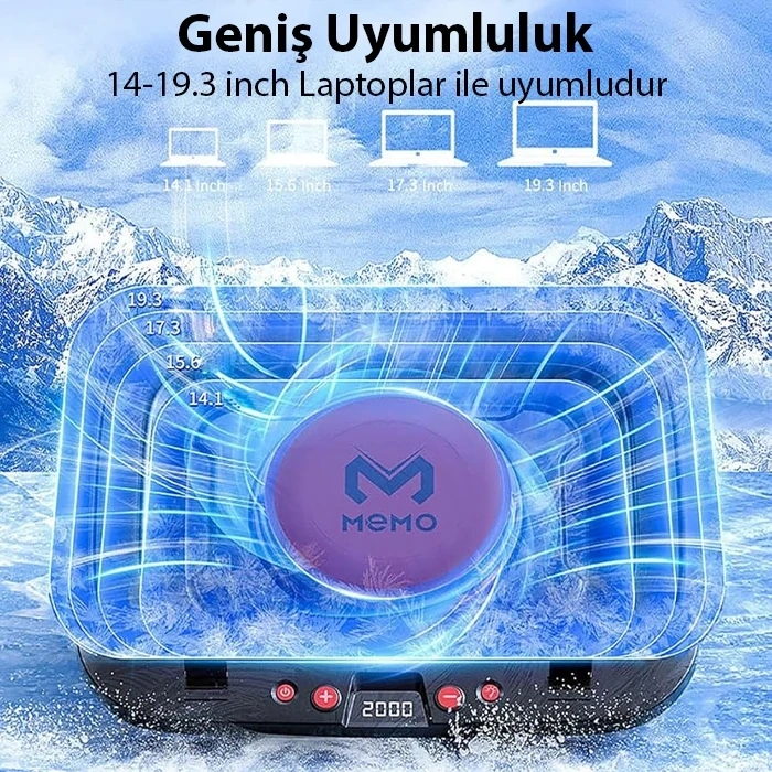 VipMarketim MEMO FL08 7 Seviyeli Yükseklik Ayarlanabilir Dizüstü Bilgisayar Soğutucu Yükseltici Braket Turbo Fan Soğutma Radyatörü-(5775)