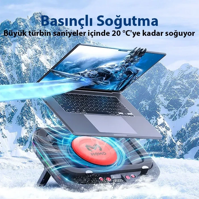 VipMarketim MEMO FL08 7 Seviyeli Yükseklik Ayarlanabilir Dizüstü Bilgisayar Soğutucu Yükseltici Braket Turbo Fan Soğutma Radyatörü-(5775)
