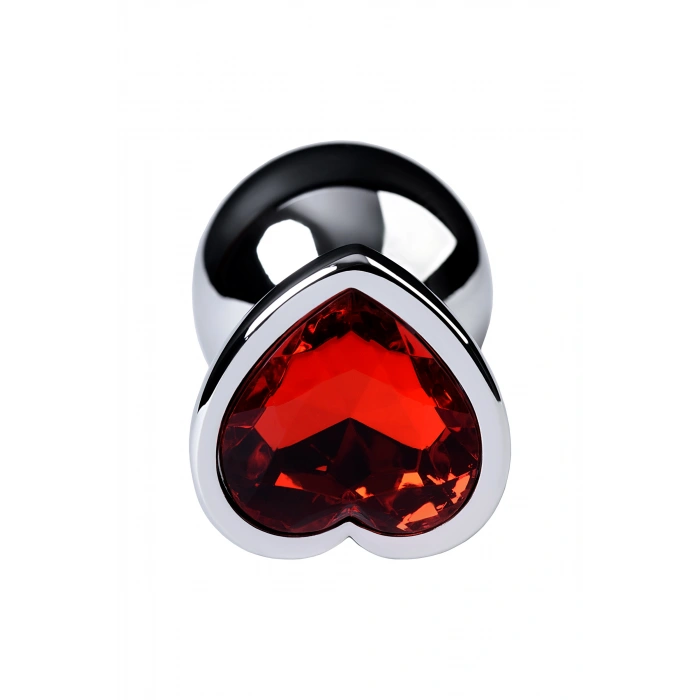 VipMarketim Metal  Anal Plug, Metal, gümüş, kırmızı kristalli, 7 cm, Ø 2,7 cm, 50 g