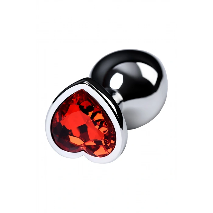 VipMarketim Metal Anal Plug, Metal, Gümüş, Kırmızı Kristalli, 7 Cm, Ø 2,7 Cm, 50 G