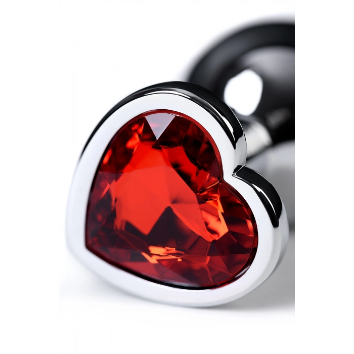 VipMarketim Metal Anal Plug, Metal, Gümüş, Kırmızı Kristalli, 7 Cm, Ø 2,7 Cm, 50 G