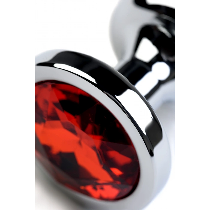 VipMarketim Metal Anal Plug, Metal, gümüş, kırmızı kristalli, 8 cm, Ø 3,5 cm, 95 g