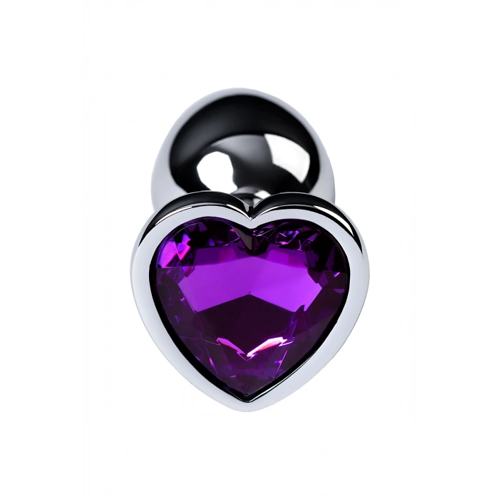 VipMarketim Metal Anal Plug, Metal, Gümüş, Mor Kristalli, 7 Cm, Ø 2,7 Cm, 50 G