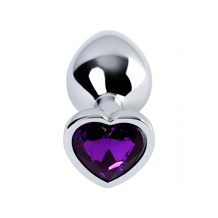 VipMarketim Metal  Anal Plug, Metal, gümüş, mor kristalli, 8 cm, Ø 3,4 cm, 85 g