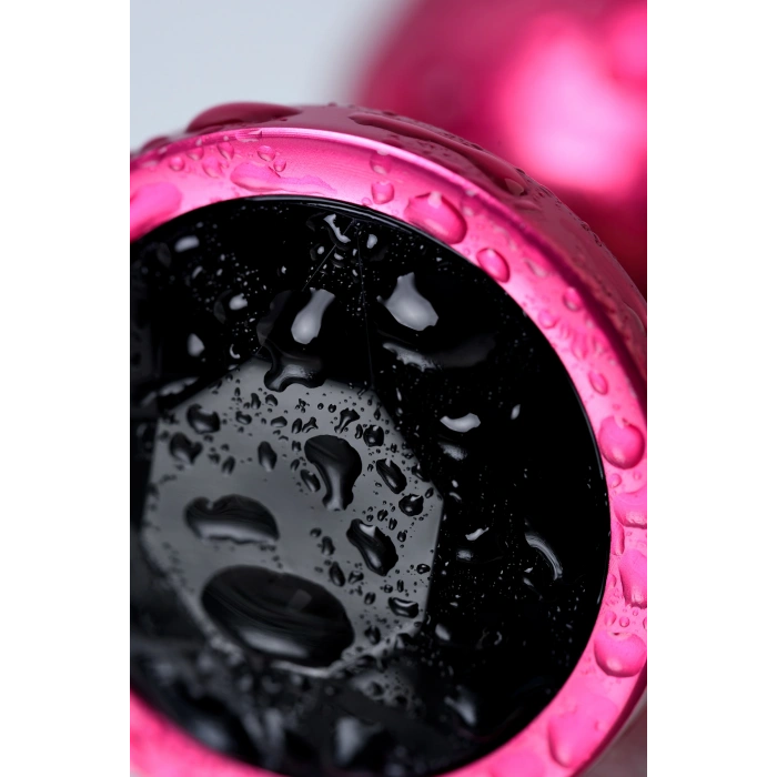 VipMarketim Metal Anal Plug, Metal, Kırmızı, Siyah Kristalli, 8,2 Cm, Ø3,4 Cm, 85 G