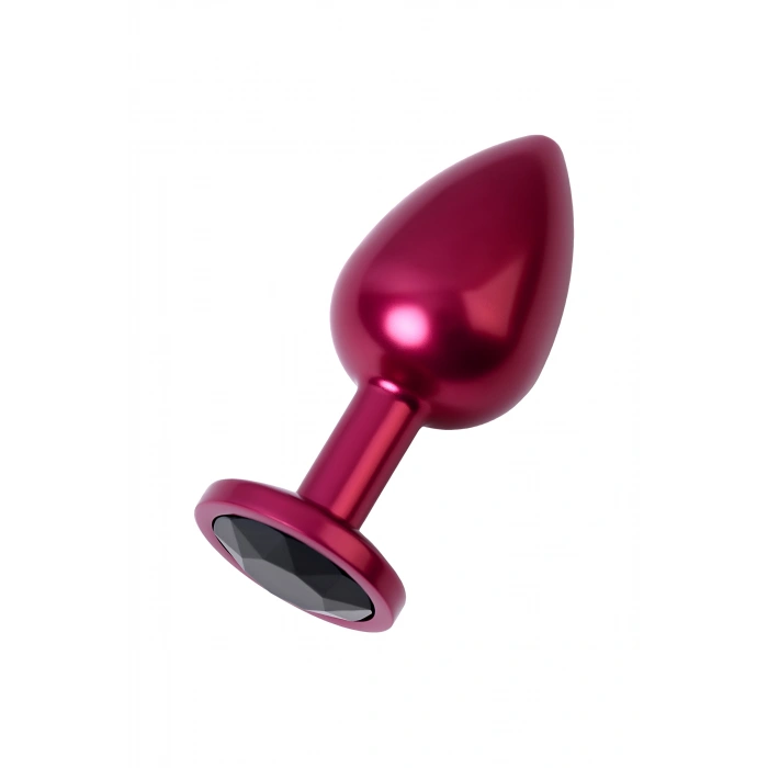 VipMarketim Metal  Anal Plug, Metal, kırmızı, siyah kristalli, 8,2 cm, Ø3,4 cm, 85 g