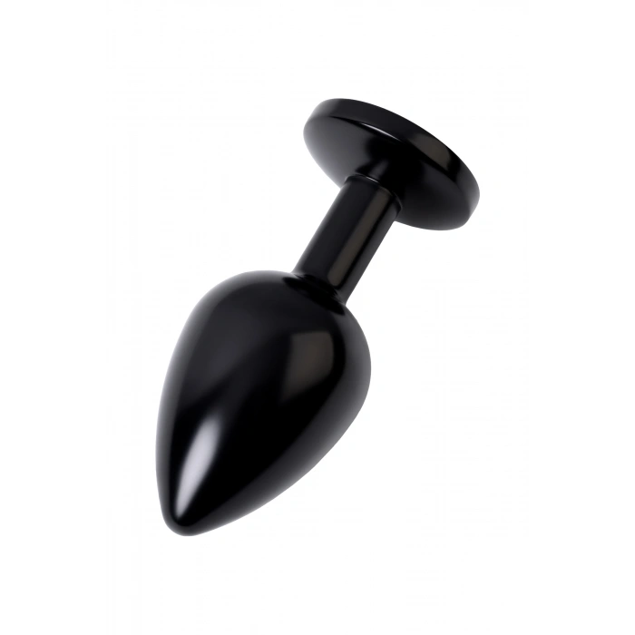VipMarketim Metal Anal Plug, Metal, Siyah, Kırmızı Kristalli, 8,2 Cm, Ø3,4 Cm, 85 G