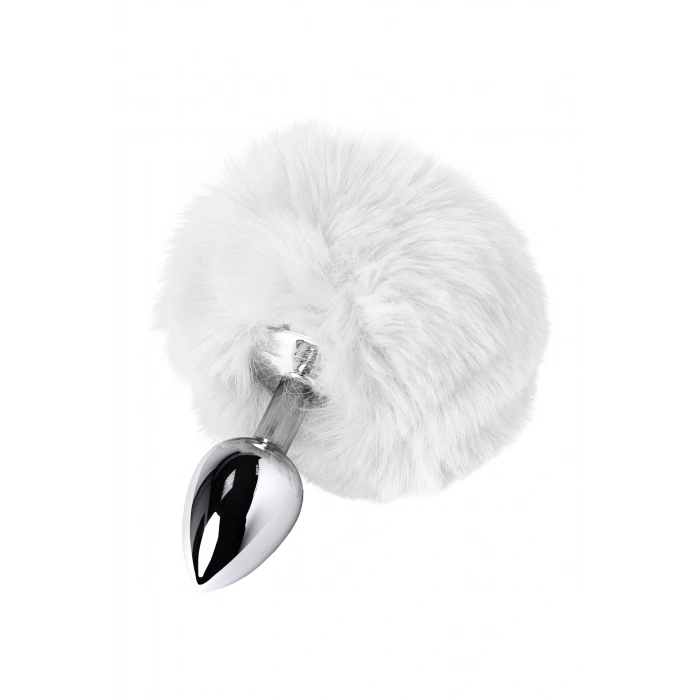 VipMarketim Metal Anal Plug, Minyon, Metal+ Faux Kürk, Gümüş, Beyaz At Kuyruğu