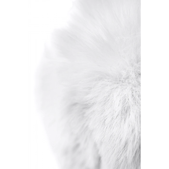 VipMarketim Metal  Anal Plug, minyon, metal+ Faux kürk, gümüş, beyaz at kuyruğu