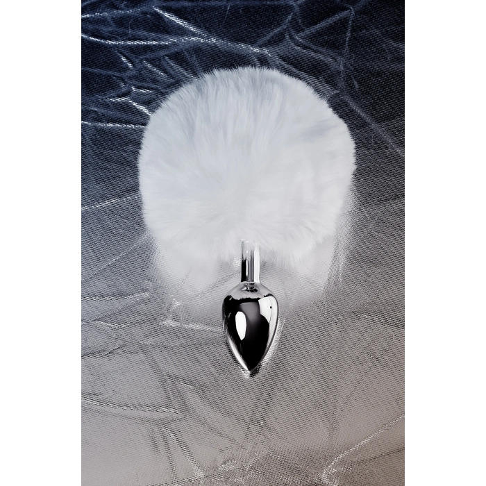 VipMarketim Metal Anal Plug, Minyon, Metal+ Faux Kürk, Gümüş, Beyaz At Kuyruğu