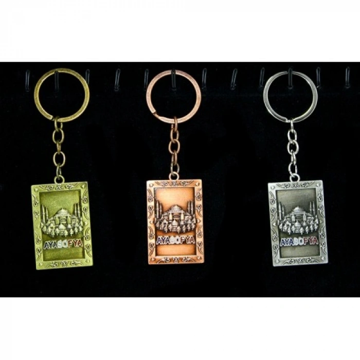 VipMarketim Metal Ayasofya Anahtarlık Dikdörtgen Tasarım