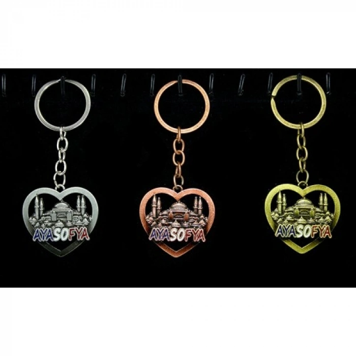 VipMarketim Metal Ayasofya Anahtarlık Kalp Tasarımlı