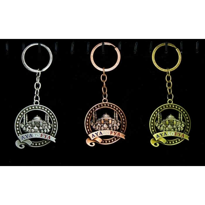 VipMarketim Metal Ayasofya Anahtarlık Yuvarlak Tasarım