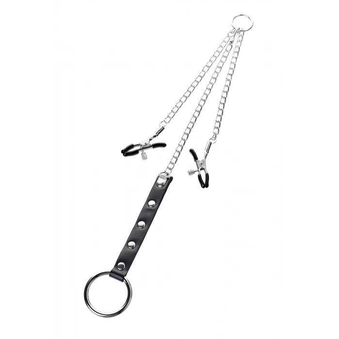 VipMarketim Metal Penis Halkalı Meme Kelepçeleri, gümüş, 60 cm