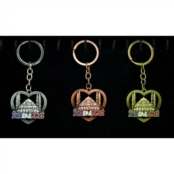 VipMarketim Metal Sultanahmet Anahtarlık Kalp Tasarım
