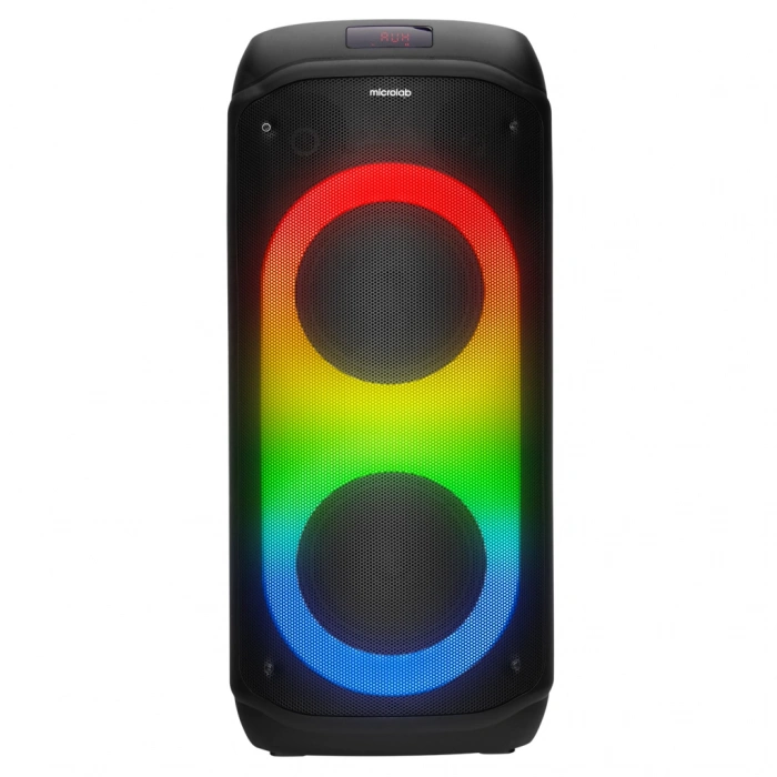 VipMarketim MICROLAB M61 80W Taşınabilir BT/USB/AUX/TF/TWS RGB Işıklı 2400mAh Batarya 2adet VHF Mikrofon Karaoke/Parti Bluetooth Speaker(1923)