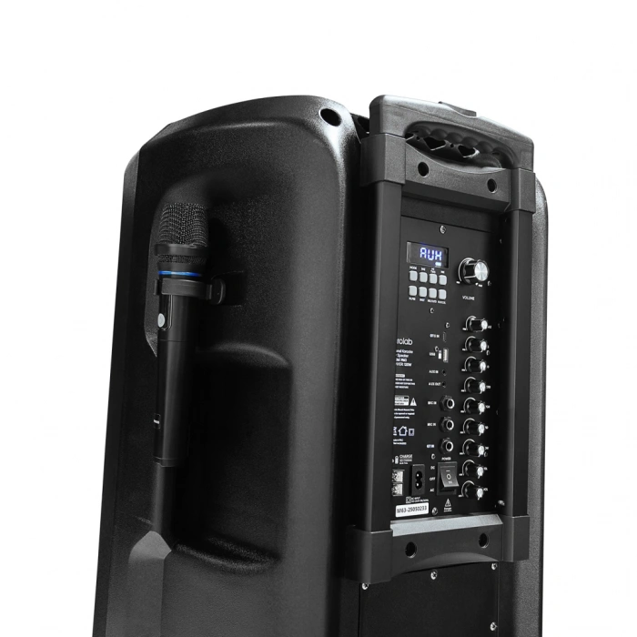 VipMarketim MICROLAB M63 120W Taşınabilir BT/USB/AUX/TF/TWS RGB Işıklı Batarya 2adet UHF Mikrofon Karaoke/Parti Bluetooth Speaker(1923)