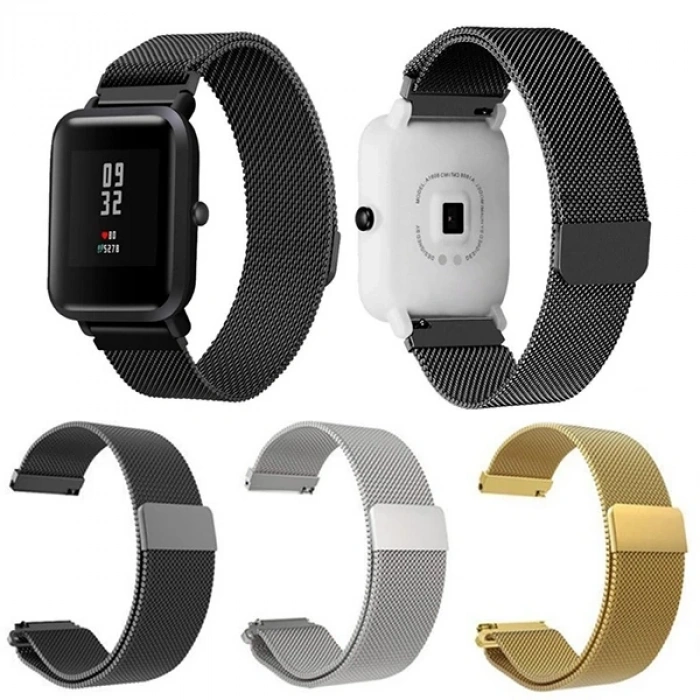 VipMarketim Mijobs Xiaomi Amazfit Bip Metal Milano Loop Kayış Kordon-(5775)