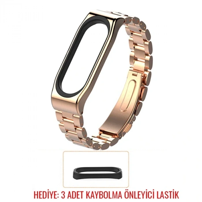 VipMarketim Mijobs Xiaomi Mi Band 4-3 Aklıllı Saat 3 Bakla Çelik Kayış Kordon-(5775)