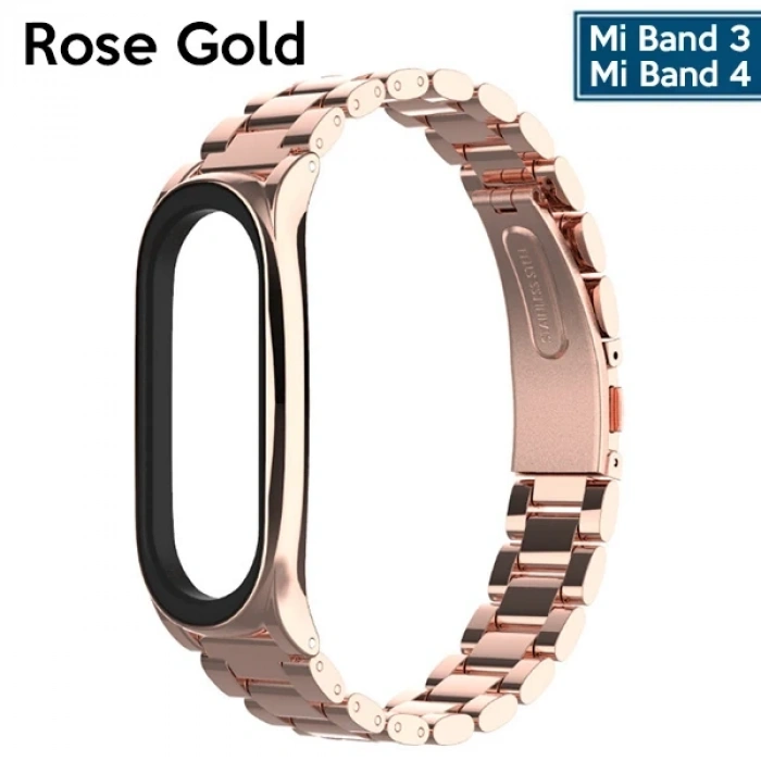 VipMarketim Mijobs Xiaomi Mi Band 4 Akıllı Saat 3 Bakla Çelik Kayış Kordon-(5775)