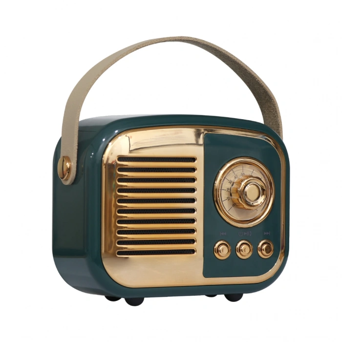 VipMarketim MIKADO MD-24BT Echoes Yeşil 3W Taşınabilir USB/TF Kart/Bluetooth 800mAh Klasik Retro Müzik Kutusu(1923)