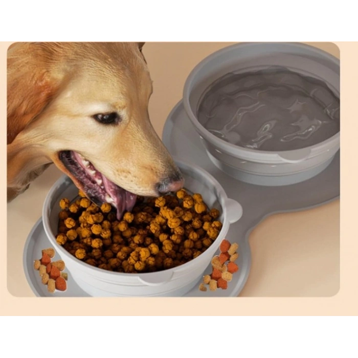VipMarketim Mikopet Katlanabilir İkili Mama ve Su Kabı