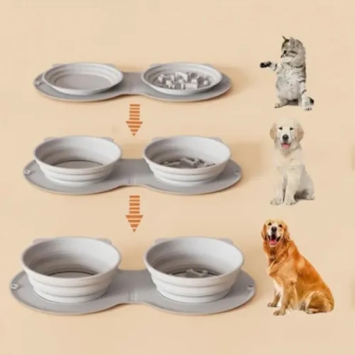 VipMarketim Mikopet Katlanabilir İkili Mama ve Su Kabı