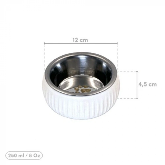 VipMarketim Mikopet Organik Seramik Mama Kabı Beyaz