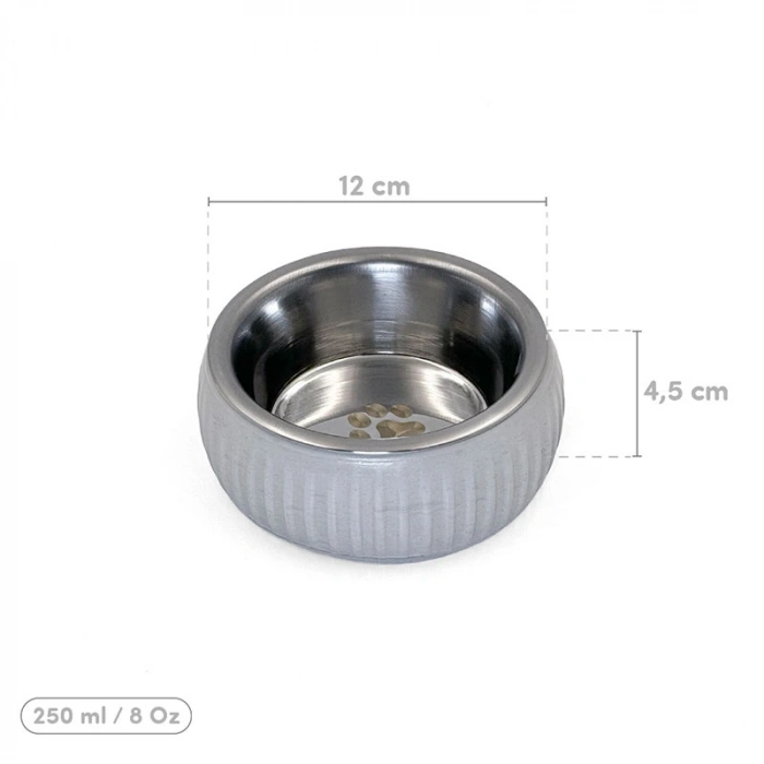 VipMarketim Mikopet Organik Seramik Mama Kabı Gri