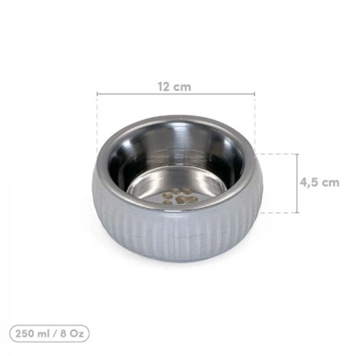 VipMarketim Mikopet Organik Seramik Mama Kabı Gri