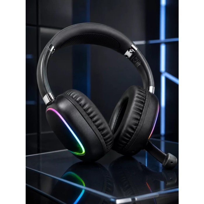 VipMarketim Mikrofonlu Bluetooth Kulak Üstü Kulaklık RGB Aydınlatmalı Type-C Şarjlı
