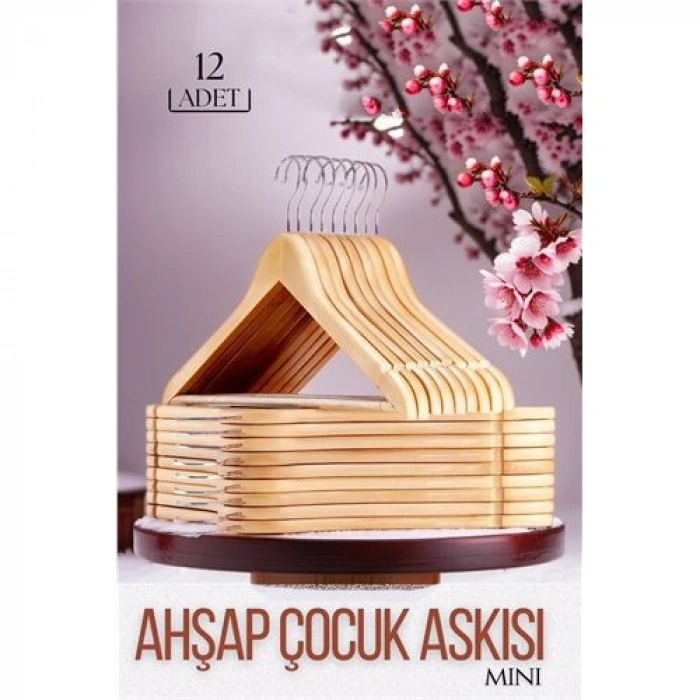 VipMarketim Mini Ahşap Çocuk Elbise Askısı 12 ADET