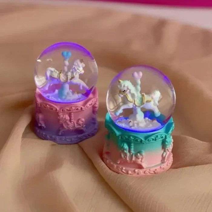 VipMarketim Mini Boy Işıklı Unicorn Kar Küresi
