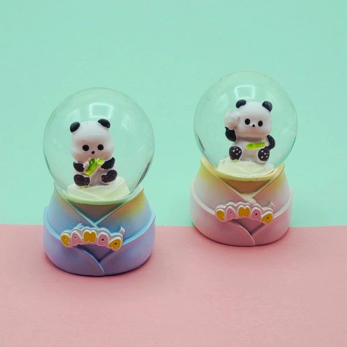 VipMarketim Mini Boy Sevimli Panda Tasarımlı Işıklı Kar Küresi