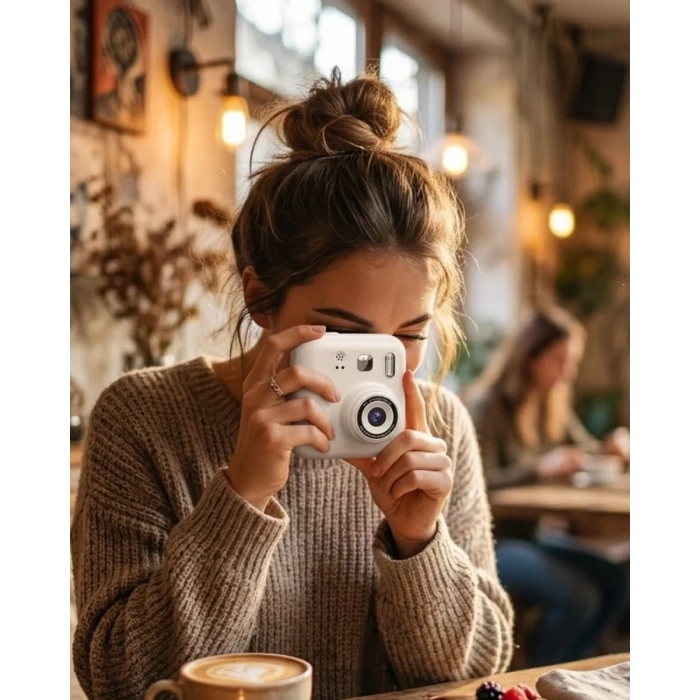 VipMarketim Mini Dijital Çocuk Kamerası Anında Baskı 5 Kalem 4 Kağıt Rulo Hediyeli