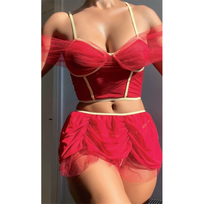 VipMarketim Mini Etekli Fantezi Bustiyerli Takım