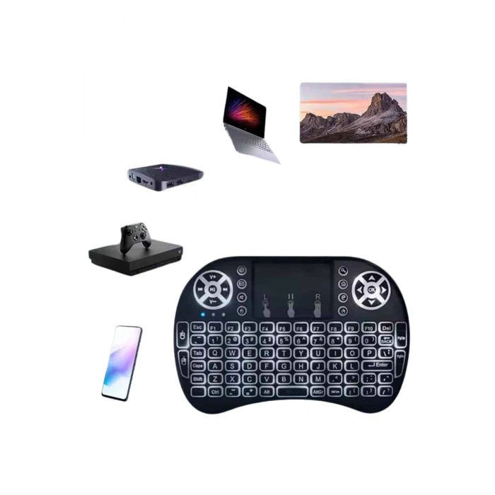 VipMarketim Mini Klavye Gaming Pc Playstation Ledli Mouse Rgb Mouse Bluetooth Usb